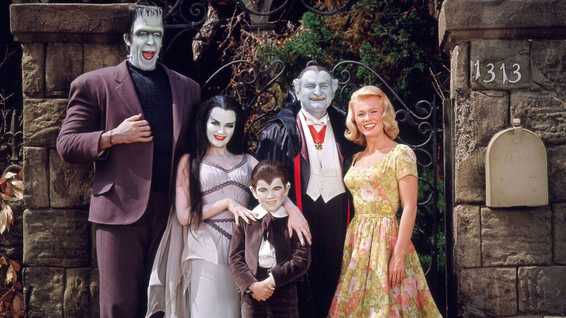 the munsters: herman, lily, eddie, grandpa, and marilyn