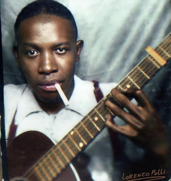a colorized photo of robert johnson