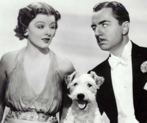 myrna loy, william powell, and asta the dog